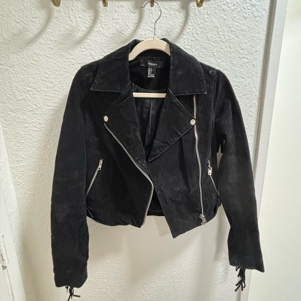Black Suede Moto Jacket